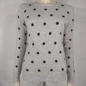 Rachel Zoe gray polka dot 2-Ply 100% Cashmere pullover sweater women Large